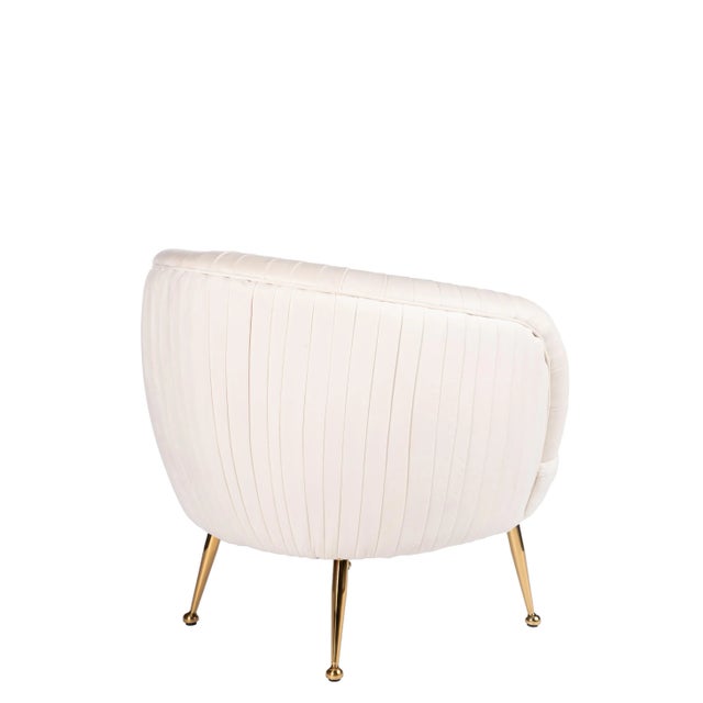 Beatrice Curved Accent Chair in Off White For Sale - Image 4 of 5