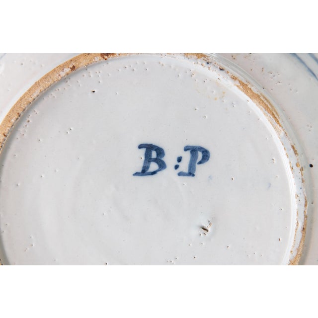 Ceramic Antique 18th Century Dutch Delft Faience Tea Tree Scalloped Charger For Sale - Image 7 of 8