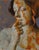 In and of a Clown World by Dana Hawk | Oil on panel Portrait of a woman with orange hair and textured skin. For Sale