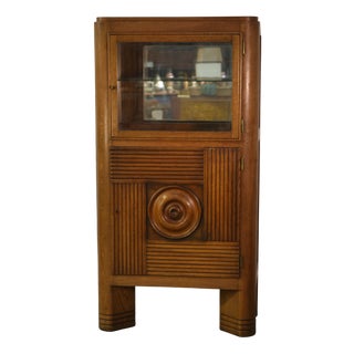 Vintage Oak Display Cabinet by Charles Dudouyt, 1950s For Sale