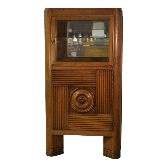 Vintage Oak Display Cabinet by Charles Dudouyt, 1950s For Sale