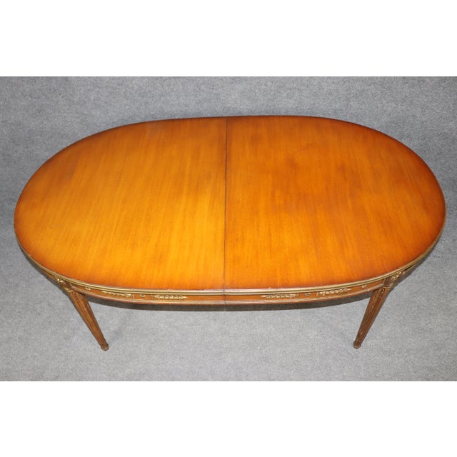 Early 20th Century French Louis XVI Style Brass Mounted Dining Table Attributed to Maison Jansen For Sale - Image 5 of 13