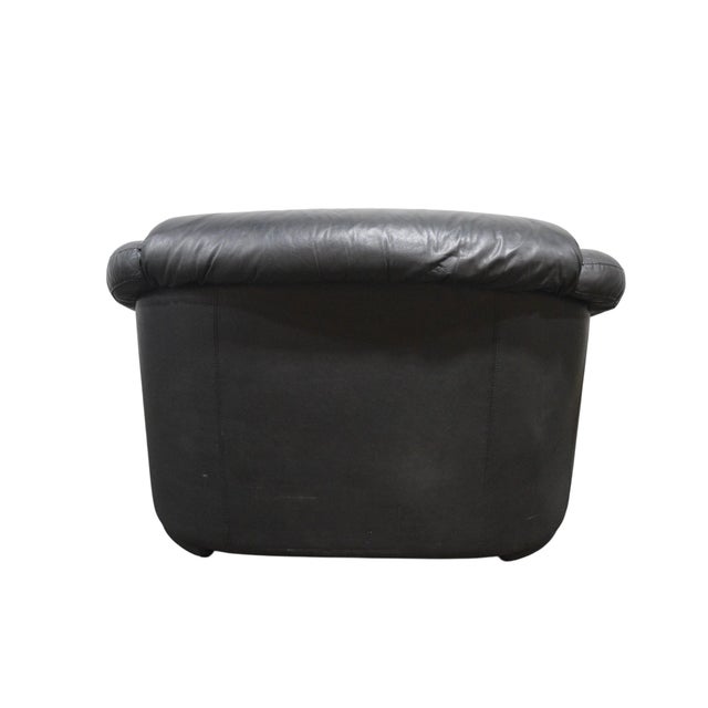 Italian 1980's Italian Modern Leather Chair and Ottoman For Sale - Image 3 of 10