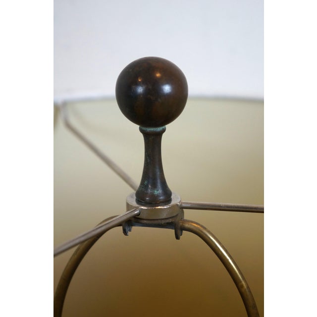 Late 20th Century Theodore Alexander Bronze Cage Acanthus Leaf Table Lamp With Silk Shade For Sale - Image 5 of 10