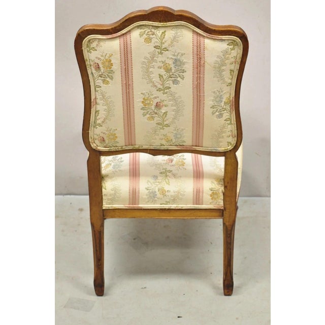 Pink Vintage French Louis XV Style Small Boudoir Accent Side Chair W/ Pink Stripes For Sale - Image 8 of 12