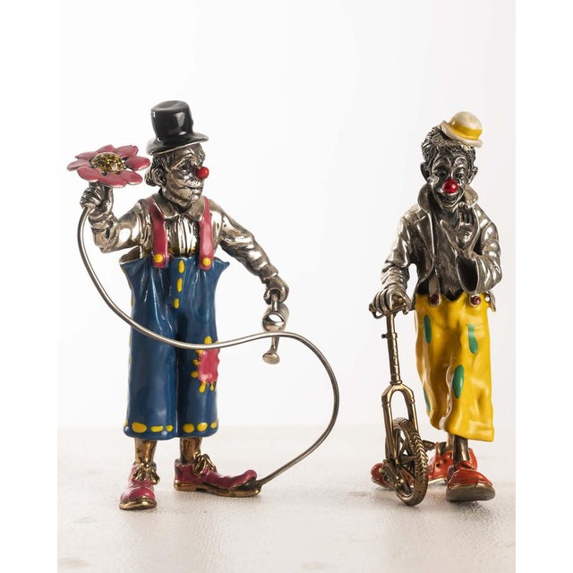 Italian Clowns in Enamelled Sterling Silver from Sorini, Italy, 1970s, Set of 2 For Sale - Image 10 of 18