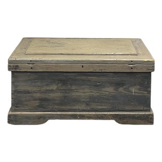 19th Century Rustic Blue Gray Dovetailed Blanket Chest For Sale