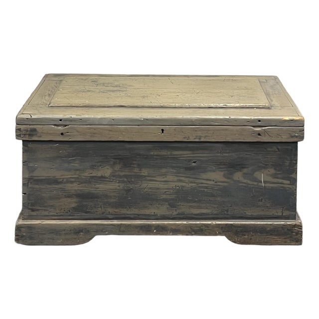 19th Century Rustic Blue Gray Dovetailed Blanket Chest For Sale