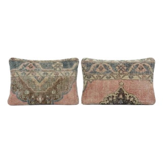 Turkish Lumbar Rug Pillow Cover 16'' X 24'' - Set of Two For Sale