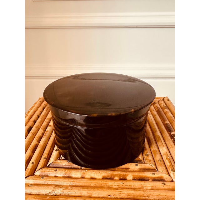 Lovely Vintage Faux Tortoiseshell Box. Round box with beautiful clean lines. Securely fitting lid. Rich faux tortoishell...