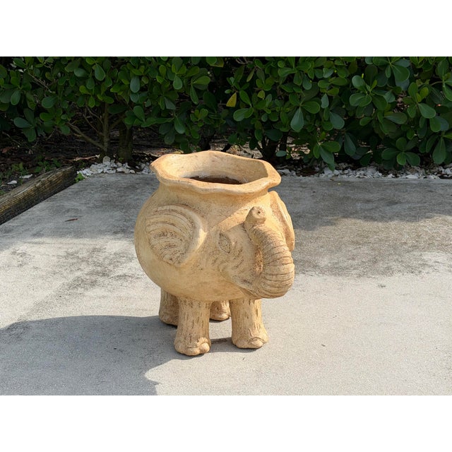 Mustard Vintage Large Ceramic Elephant Planter For Sale - Image 8 of 12