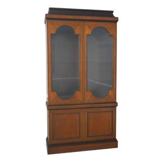 Baker Satinwood Neoclassical China Cabinet For Sale