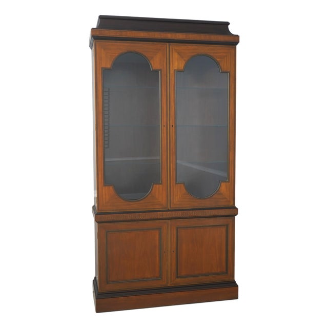 Baker Satinwood Neoclassical China Cabinet For Sale