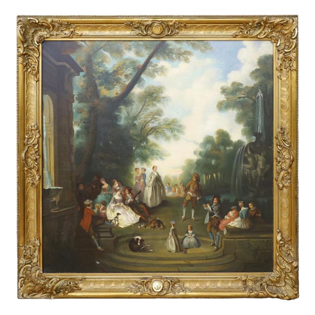 Fête Galante, Late 19th Century, Oil Painting on Canvas, Framed For Sale