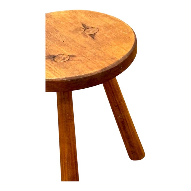 Antique French Rustic Stool in Oak, 1890s For Sale - Image 6 of 7