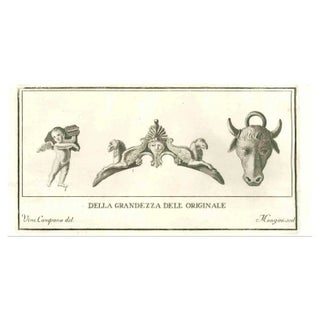 Vincenzo Campana, Ancient Roman Statues, Original Etching, 18th Century For Sale