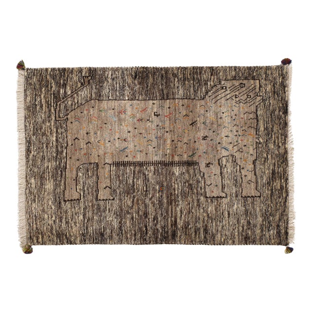 Vintage Hand-Knotted Persian Gabbeh Rug 2'9" X 4'0" For Sale