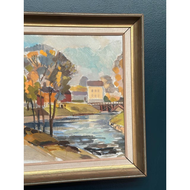 B. Lundqvist, Riverside Village, 1960s, Oil on Canvas, Framed For Sale - Image 10 of 18