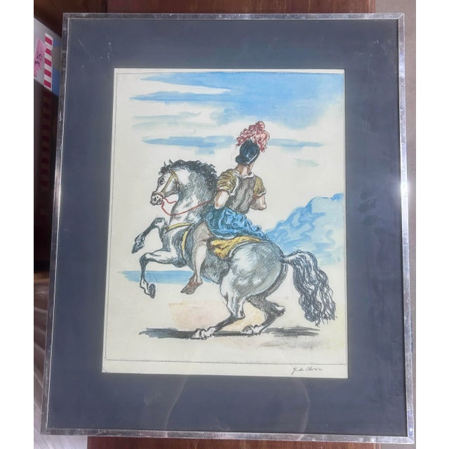 Rustic European Vintage Giorgio De Chirico Giorgio De Chirico (1888–1978) – Il Cavaliere Solitario – Color Lithograph, Framed For Sale - Image 3 of 8