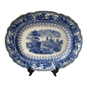 19th Century Victorian Staffordshire Blue Transfer-Printed “Canova” Platter