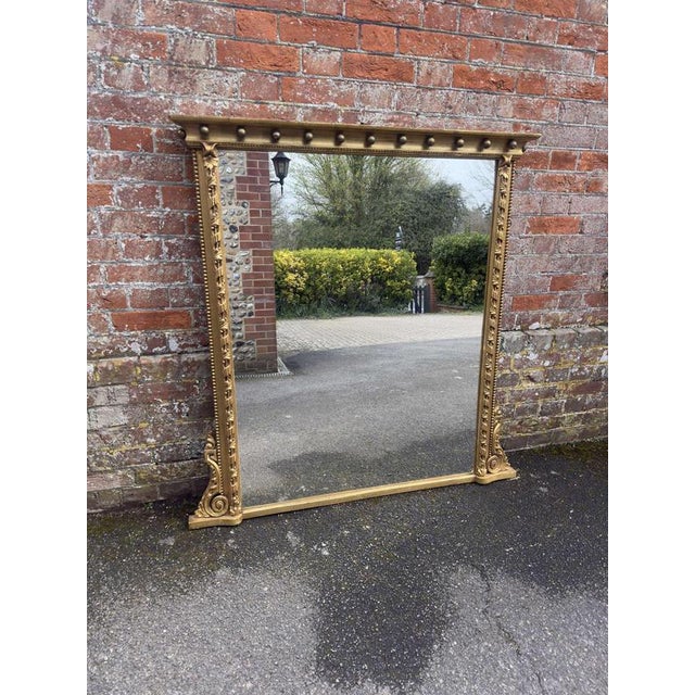 Large Antique English Ribbed Framed Overmantle Mirror, 1800s For Sale - Image 6 of 6