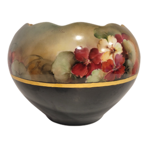 Antique Hand-Painted Floral Jardiniere Bowl Vase--Bavaria