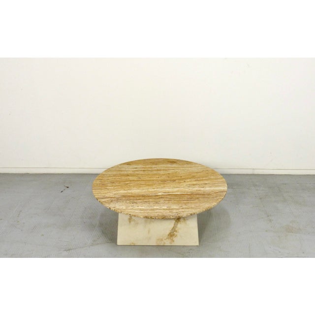 Contemporary Italian Geometric Travertine Coffee Table, 1970s For Sale - Image 3 of 10