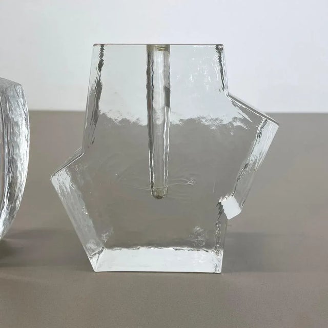 Brutalist German Rock Glass Vases attributed to Peill and Putzler, 1970s, Set of 2 For Sale - Image 8 of 18