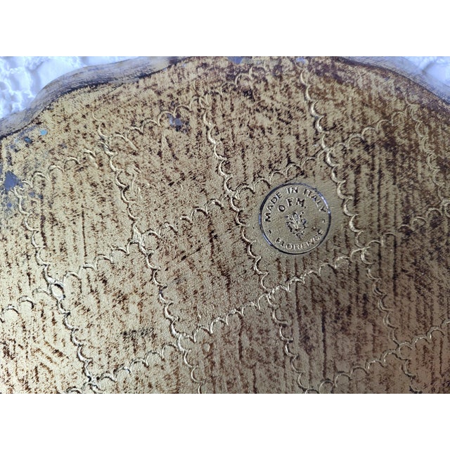 1940s 1940s Italian Florentine Turquoise & Gold Gilt Round Tray For Sale - Image 5 of 5