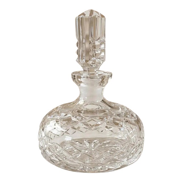 Vintage Cut Crystal Perfume Bottle With Stopper Diamond Faceted Waterford Style For Sale