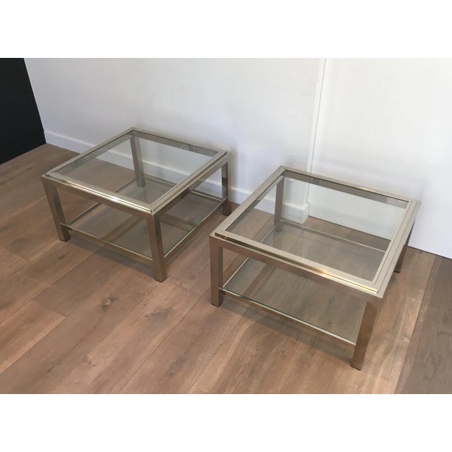 Chrome Side Tables, French, circa 1970 - A Pair For Sale - Image 10 of 13