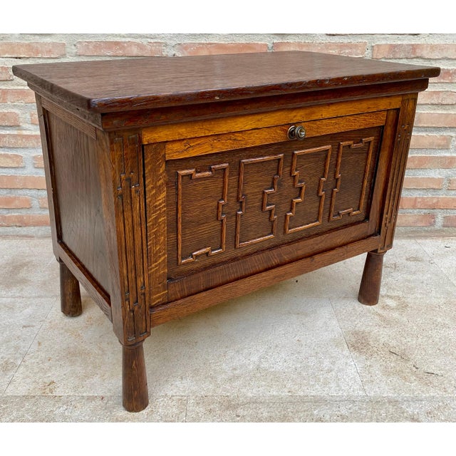 French Provincial Late 19th Century French Carved Oak Coffer For Sale - Image 3 of 18