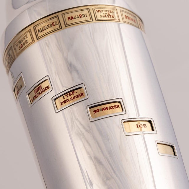20th Century English Silver-Plated Recipe Cocktail Shaker, 1930s For Sale - Image 9 of 11