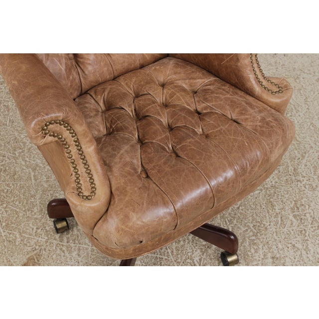 Brown Lexington Tufted Leather Executive Desk Chair For Sale - Image 8 of 15