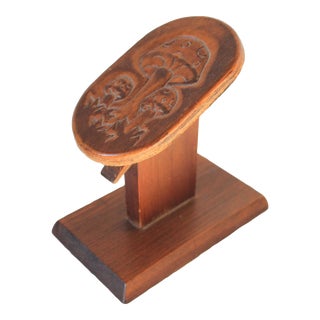 Vintage Wood Note Clip W/ Mushroom Motif For Sale