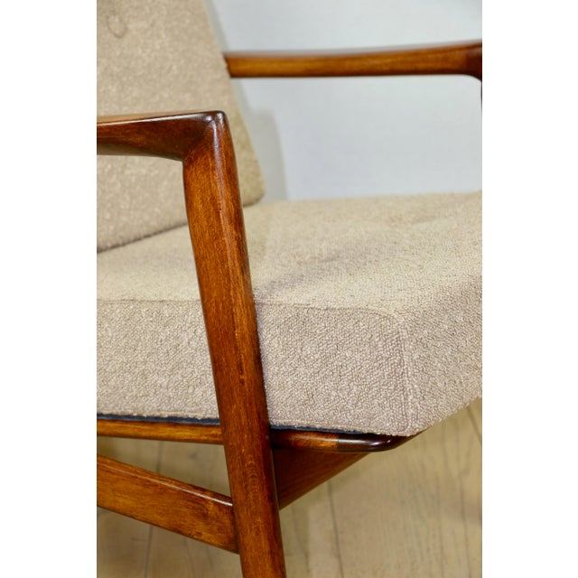 Polish Beige Gold Bouclé Lounge Chair, 1970s For Sale - Image 10 of 11