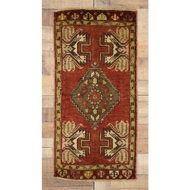 Brick Red Vintage Turkish Yastik Rug - 01'07 X 03'01 For Sale - Image 8 of 8
