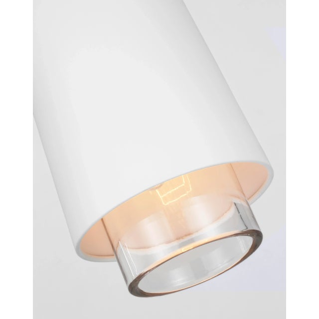 Transitional Marie Flanigan for Visual Comfort Signature Sydney Small Pendant in Soft Brass with Matte White & Clear Glass For Sale - Image 3 of 6