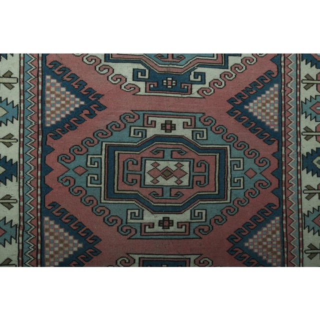 1970s Vintage Turkish Oushak Handmade Wool Cotton Pink Area Rug For Sale - Image 9 of 11