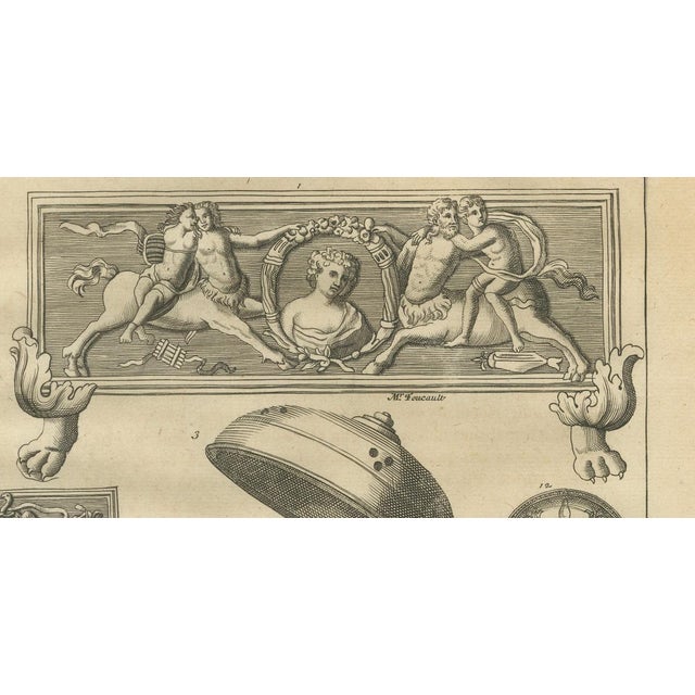 Bernard de Montfaucon, Roman Antiquities and Classical Decorative Arts, 1721, Paper Engraving For Sale - Image 6 of 9