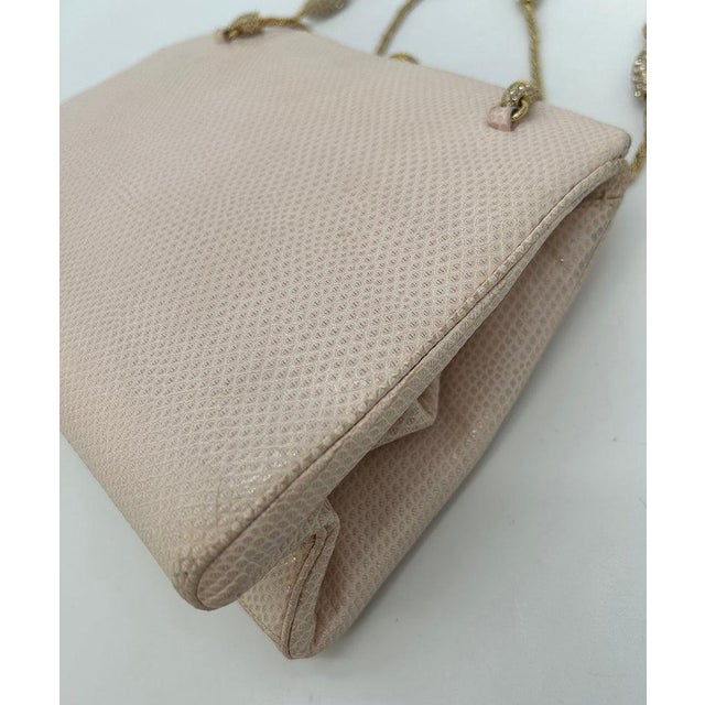 Light Pink Late 20th Century Judith Leiber Pink Lizard Crystal Strap Bag For Sale - Image 8 of 11