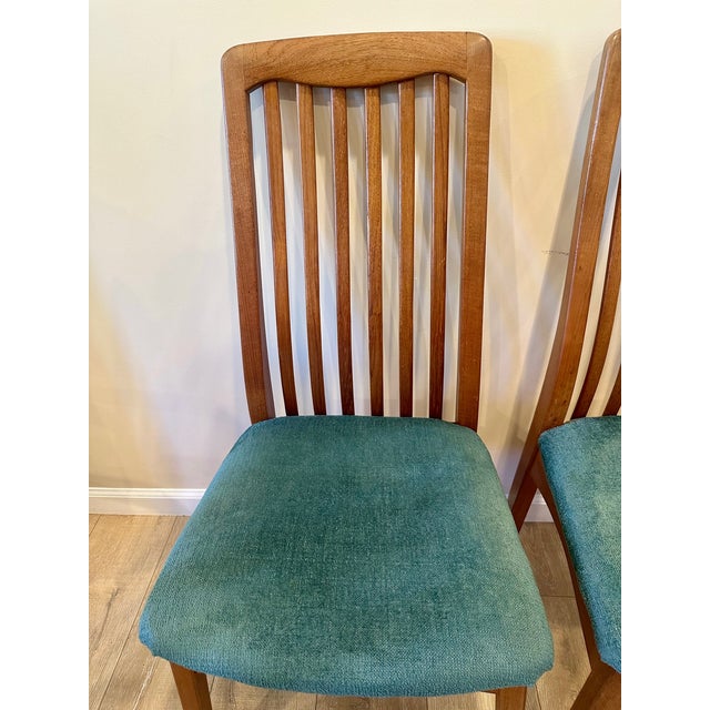 Mid 20th Century Set of Two Teak, Slat-Back, Mid 20th Century Dining Chairs by Benny Linden, Rare Six Rails For Sale - Image 5 of 7