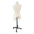 1990s Adult Female White Linen Dress Form Mannequin on Iron Base W/ Wheels Size 8 For Sale - Image 5 of 8