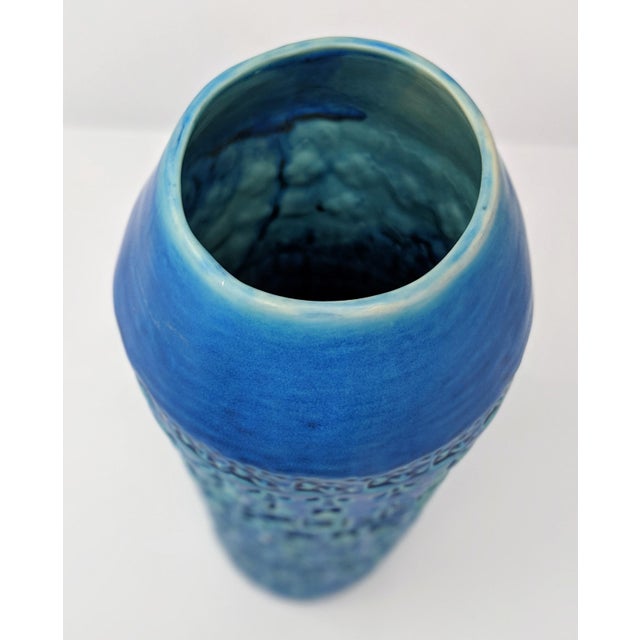 Handcrafted Blue Embossed Ceramic Vase Chairish