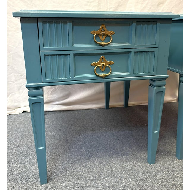 Mid 20th Century Vintage Heritage Furniture Solid Wood End Tables/ Nightstands With New Paint- A Pair For Sale - Image 5 of 15