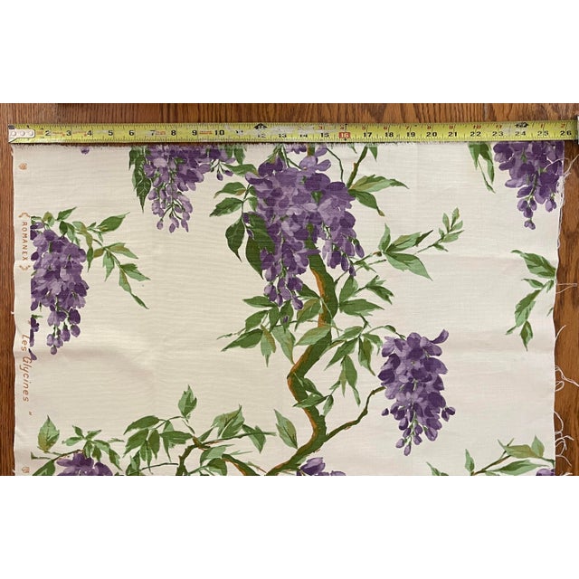 Vintage French Floral Patterned Fabric Piece - "Les Glycines" - "The Wisteria" Print on Cotton by Romanex - 25"wide X 45"long For Sale - Image 4 of 10