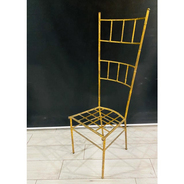 Mid-Century Modern Mid 20th Century Italian Faux Bamboo Brass Gilt Chiavari Style Chair For Sale - Image 3 of 7