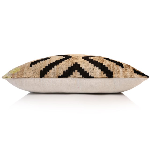 Black Neutral Black Chevron Silk Velvet Pillow 16x24 Handmade Luxury Cushion For Sale - Image 8 of 8