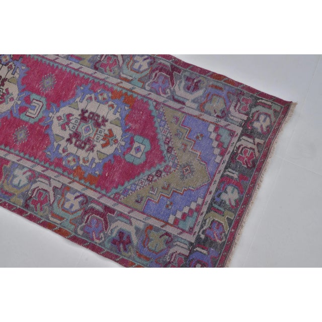 1960s Purple Low Pile Oushak Runner Carpet For Sale - Image 9 of 11