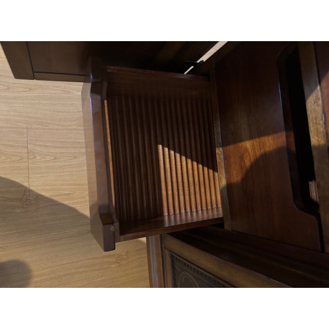 Chestnut Artistica Solid Wood Sideboard Credenza With Sliding Doors & Hidden Drawers – Designer Piece For Sale - Image 8 of 8